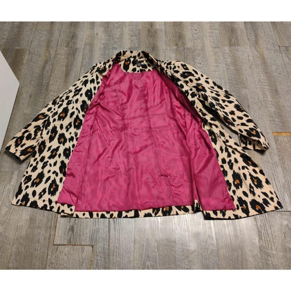 Robert Louis Womens Cotton Animal Print Tan Black Trench Coat Belted XL leopard - Picture 4 of 15